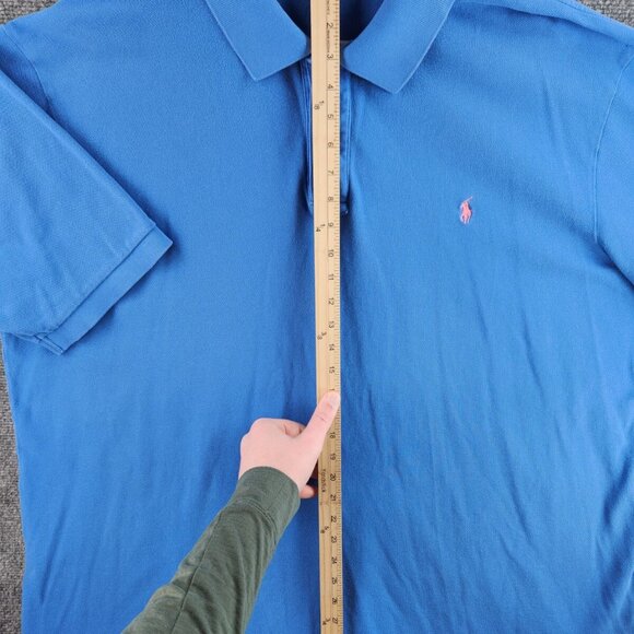 Polo Ralph Lauren 3XLT Short Sleeve Blue Polo Shirt Pink Embroidery Logo Cotton - Picture 9 of 16